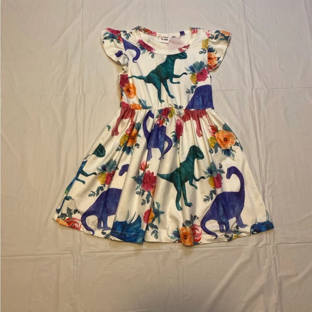 PatPat Dinosaur Flower Toddler Dress